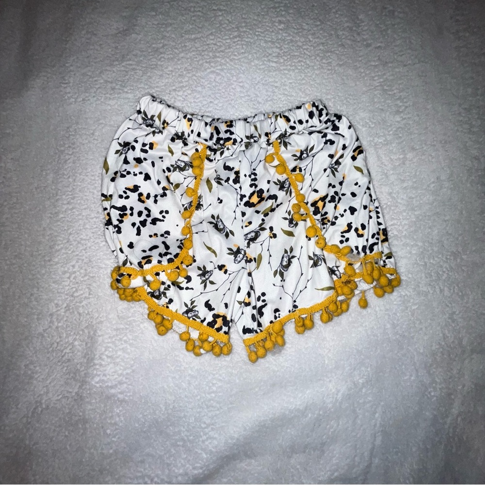 Kids girls Floral Pom-Pom Trim Women's Shorts